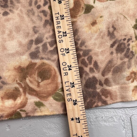 Gabriella T. Cardigan Women Medium Beige‎ Tan Rose Leopard Art Grandma Sweater - Picture 10 of 11